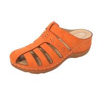 Chaussure Femme Confortable Compensee Ete Sandales Décontractées Femmes Nouvelle Couleur Unie Fond Épais Tête Ronde Dame Pantoufles Sandales Couleur Unie Chaussure Femme Confortable (Orange 37)