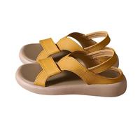 Chaussure Femme Confortable Sandale Compensées Été Les Dames Portent Des Sandales de Plage Rétro Décontractées et à La à Fond Plat en Été Mules Femme Sandals Orthopediques Femmes (Yellow 40)