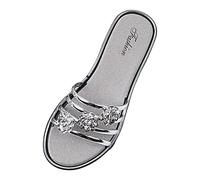 Chaussure Femme Confortable- Sandales D'éTé DéContractéEs Et Confortables à Semelle Plate Et Bout Ouvert OrnéEs De Fleurs Et à Semelle En Pvc Femmes