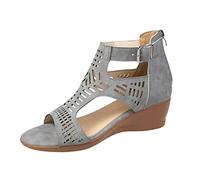 Chaussure Femme Ete Chaussons De Plage Plage Chaussures Tongs De Claquette Blanche Femme Sandales Été Confortable Sandale Fermée Sandales Été Scratch Ajustables Usage Extérieur Quotidien (a-Grey, 41)