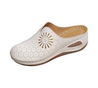 Chaussure Femme Ete Chaussure De Plage Femme Chaussures Compensées Chaussures Tongs De Plage Tongue Sandales a Plateforme Sandale Blanche Claquettes Été Légères Pour Usage Quotidien (Beige-C, 41)
