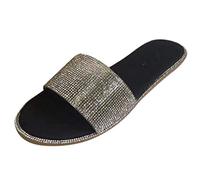 Chaussure Femme Ete-Chaussures pantoufles sandales de plage Crystal Flat Casual Roman's Indoor & Outdoor femmes chaussons pour femmes