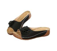Chaussure Femme Ete Chic Et Confortable Talon Compensées, Chaussons Fermé D Ete Femme, Chaussure Fleur Chausson Chic Et Elegante, Pantoufle Bouche De Poisson, Pantoufle Estivale Aérée, Tong Souple