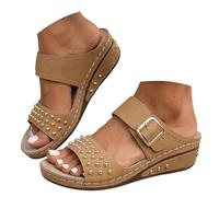 Chaussure Femme Ete Chic Et Confortable Talon Compensées, Chaussure De Randonnée Femme Ouverte, Pantoufle Boucle Métal, Pantoufle Strass Perle, Chausson Décontracté Tendance, Chausson Aérée