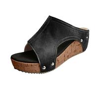Chaussure Femme Ete Chic Et Confortable Talon Compensées, Chaussure Femme Confortable Et Elegante, Chausson Grande Taille, Chausson Semelle Souple, Pantouafle Bouche De Poisson, Pantouafle - Rétro