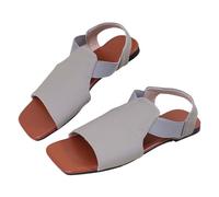 Chaussure Femme Ete Mules Été Confortable Chaussures Rome plates élastiques décontractées pour femmes sandales d'été à la pour dames Sandales et NU-Pieds Femme Mule Été Confortable (Grey 38)