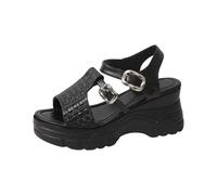 Chaussure Femme Ete Sandales Compensées Femme en Cuir Marche Été Sandale Petit Talon Espadrilles Chaussures Compensee Espadrille Blanches Doree Noir Carré Confortable Pieds Larges 39 Ouvertes