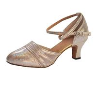Chaussure Femme Talon Danse Latine Chaussures Années 20 Chaussons De Fille Jazz Modern Classique Pedilles Vintage Année 50 Ballerine Confortable Pied Large Chausson Demi Pointe Plates,D-Or,38