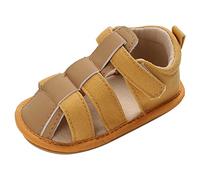 Chaussure Garçon enfant en bas âge chaussures garçons et filles sandales fond plat creux supérieur respirant confortable couleur unie crochet boucle Sandales Pour Garçon (Yellow, 22 Toddler)