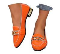 Chaussure Heels Dance Ballerines Femme en PU Souple - Chaussures Plates à Enfiler - Confortables pour Le Travail, Les Loisirs et la Danse Orange-b, 39