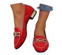 Chaussure Heels Dance Ballerines Femme en PU Souple - Chaussures Plates à Enfiler - Confortables pour Le Travail, Les Loisirs et la Danse Rouge-b, 36