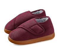 Chaussure Hiver Antidérapantes for Femmes Hommes, Bottes de Neige Chaudes et épaisses Doublées de Fourrure, Chaussons à Enfiler for Personnes âgées Women Wine Red 40