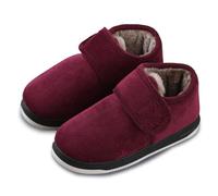 Chaussure Hiver Antidérapantes for Femmes Hommes Bottes de Neige Chaudes et épaisses Doublées de Fourrure Chaussons à Enfiler for Personnes âgées Women Wine Red A 40