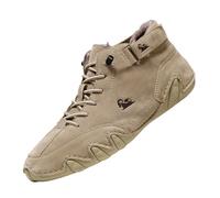 Chaussure Homme,Chaussure Homme Cuir,Chaussures décontractées pour Hommes en Cuir PU Bottines Courtes Flexibles et Modernes à la Cheville Design épuré pour Un élégant et Quotidien (Khaki, 36)