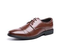 Chaussure Homme Derby Oxford Homme Classique Brogues Casual Mariage Chaussures Dressing Lacets Cuir Vernis 1015 Marron Taille 44