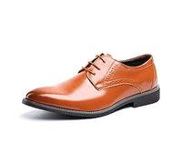 Chaussure Homme Derby Oxford Homme Classique Brogues Casual Mariage Chaussures Dressing Lacets Cuir Vernis 1016 Kaki Taille 37