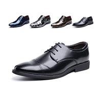 Chaussure Homme Derby Oxford Homme Classique Brogues Casual Mariage Chaussures Dressing Lacets Cuir Vernis 1015 Noir Taille 43