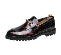 Chaussure Homme Oxfords Derby Classique Brogues Mariage Chaussures Cuir éLéGantes Chaussure Mariage Dressing Vintage Casual Urban Commercial pour Marche Costume (Red, 39)