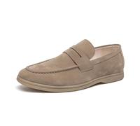 Chaussure Homme Ville Classic Soft Suede Shoes Penny Men Loafers Slip on Leather Casual Shoes Comfort Driving Shoes Flats Walking Footwear(Khaki,43)