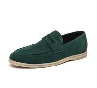Chaussure Homme Ville Classic Soft Suede Shoes Penny Men Loafers Slip on Leather Casual Shoes Comfort Driving Shoes Flats Walking Footwear(Green,39)
