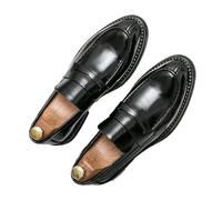 Chaussure Homme Ville Men Loafers Formal Leather Shoes Elegant Dress Shoe Simple Slip on Man Casual Work Shoes Flat Shoes Classic Moccasins(Black,41)