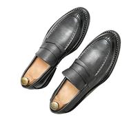 Chaussure Homme Ville Men Loafers Formal Leather Shoes Elegant Dress Shoe Simple Slip on Man Casual Work Shoes Flat Shoes Classic Moccasins(Gray,42)