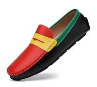 Chaussure Homme Ville Men Shoes Man Loafers Moccasins Italian Breathable Slip on Male Boat Shoes Comfortable Driving Shoe(Black Red,40)