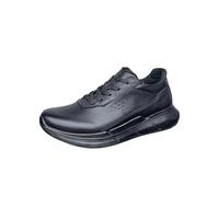 Chaussure Homme Ville Men's Leather Casual Shoes Thick Soled Wear-Resistant Hiking Couple Shoes Black Sports Shoes for Men(Black,36)