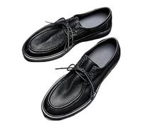 Chaussure Homme Ville Men's Shoes Retro Soft Cowhide Men's Shoes British Business Casual Dress Lacing Soft Sole Leather Shoes(Black,42)