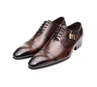 Chaussure Homme Ville Nice Men Black Brown Oxford Brogue Dress Shoes Office Mens Leather Mens Pair with Suit Jeans Side Lace Up Buckle(39)