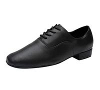 Chaussure Latine pour Hommes à Bout en Cuir Morden Ballroom Black Round Stylish Jazz Dance Chaussures en Cuir pour Hommes Bottes Hautes pour Hommes Mollet Large sans Talon (Black, 42)