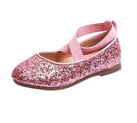 Chaussure Mary Janes Filles Chaussures Princesse Fille Petite avec Petit Talon d'école Ballerines Flat Fête Soie Lisse Brillante Perles pour Mariage Escarpins
