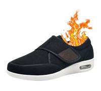 Chaussure medicale Orthopedique Hommes De Fourrure Chaud Chaussures pour Diabétiques Pantoufles en Viscoélastique Elargissement Hiver Doublée Chaussons Réglable Confortable(Black3,43 EU)