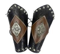 Chaussure Medieval,Bottes MéDiéVales Bracelet médiéval en cuir PU avec fourrure, accessoire de costume steampunk for homme, armure bras, Halloween(Style1)