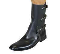 Chaussure Medieval,Bottes MéDiéVales Medieval Steampunk Style Pu Leather Leg Boot Covers Retro Shoe Half Armor Accessories(Black)