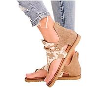 Chaussure Mode Sandale Plate Gladiateur Femme, Chaussures Été Confortable à Talons Plats Nu Pieds Mode Tongs Plages Claquettes Elégante Confortable RéTro BohèMe