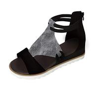 Chaussure Montante Femme Sandales Compensé Bouche étrangère Toe poisson romain chaussures commerciales sandales pour femmes talon ouvert pour femmes Chaussures Femme Été (Black 37)
