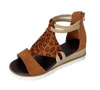 Chaussure Montante Femme Sandales Compensé Bouche étrangère Toe poisson romain chaussures commerciales sandales pour femmes talon ouvert pour femmes Chaussures Femme Été (Brown 42)