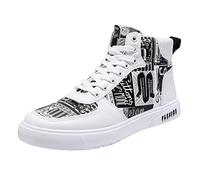 Chaussure Montante Homme, Baskets Mode Homme - Chaussures Montantes Tendance en Cuir Peint, Baskets Confortables à Semelle Souple Sneakers Respirantes Urbain et Loisirs Quotidiens