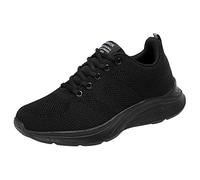 Chaussure Orthopédique Femme Chaussures Cuir Véritable Mesdames Femmes Low Top Respirant Mesh Running Chaussures de Sport décontractées Sandales Compensées (Black, 42)