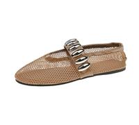 Chaussure Orthopédique Femme Chaussures Décontractées Femme t Confortables - Ballets à Tête Ronde Semelle Plate avec Bride Boucle Voûte Créative pour Usage Quotidien et(Brown, 38)