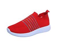 Chaussure Orthopédique Femme Confortable Basquette on Shoes Fashion Casual Mesh Mocassins pour Femmes Respirant Chaussures de Sport pour Femmes Baskets Course Marche Sport de Running (Red,39)