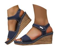 Chaussure Orthopédique Femme Ete Sandales Mode Bout Ouvert Compensées Plateforme Pantoufles Premium Orthopédiques Antidérapantes Confortable Croisé Cheville Élastique Sandals Tong Plage Femme