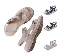 Chaussure orthopédique femme pied large avec scratch ete, Sandales compensées femme été confortable Bout Ouvert Sandales de Plage Vacances Sandales Plats Confortables(Size:EU 37,Color:Apricot)