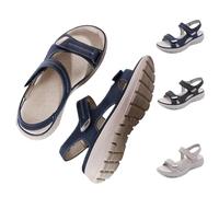 Chaussure orthopédique femme pied large avec scratch ete, Sandales compensées femme été confortable Bout Ouvert Sandales de Plage Vacances Sandales Plats Confortables(Size:EU 41,Color:Blue)