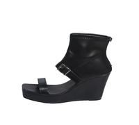 Chaussure Orthopédique Femme Sandale Plateforme Sandales À Talons Compensés Et Bout Ouvert pour Femmes,Une Bride Creuse,Talon Haut,Bout Ouvert,Style Fille Sandale Cuir Femme Sandales (Black,36)