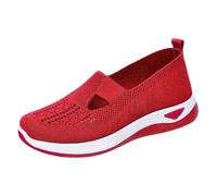 Chaussure Orthopédique Femme sans Lacets en Maillage Baskets Respirante Léger Urbains aux Le Confort Chic et la Mode Marche Ete Sneakers pour Journée Entière (Red, 36)