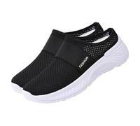 Chaussure Orthopédique Femme sans Lacets Slip-on Chaussures de Sport Sport Travail Légères Sneakers Baskets Confortable à Enfiler Facilement Course Basquette Sneakers (Black, 42)