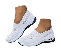 Chaussure Orthopédique Femme Semelle Compensée Épaisse Creux Transparent Sandales Décontractée Scratch Classique Extérieur Bout Pointu Couvert Été Confortable Légères Amortissement Accru (1-White, 36)