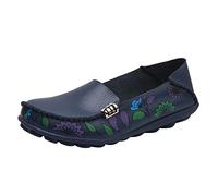 Chaussure Orthopédique Femme Semelle Plate Décontractée Enfiler Pieds Carré Ouverture Peu Profonde Confortable Semelle Souple Toutes Saisons Chaussures Été Légères Amortissement (2-Dark Blue, 41)